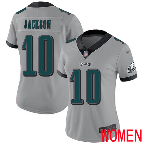 Women Philadelphia Eagles #10 DeSean Jackson Limited Silver Inverted Legend NFL Jersey Football->women nfl jersey->Women Jersey